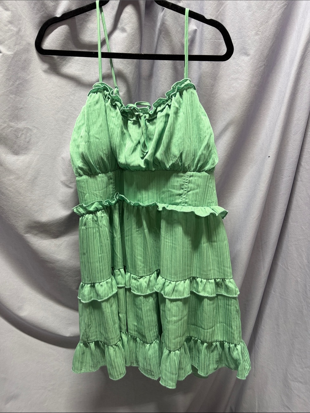 wild fable Light Green Ruffled Mini Dress
